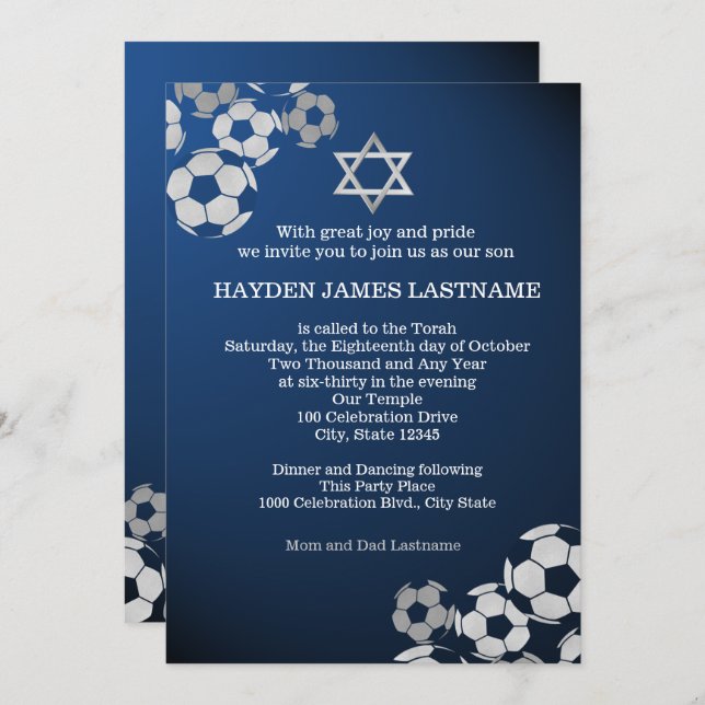 Soccer Bar Mitzvah Invitation (Front/Back)