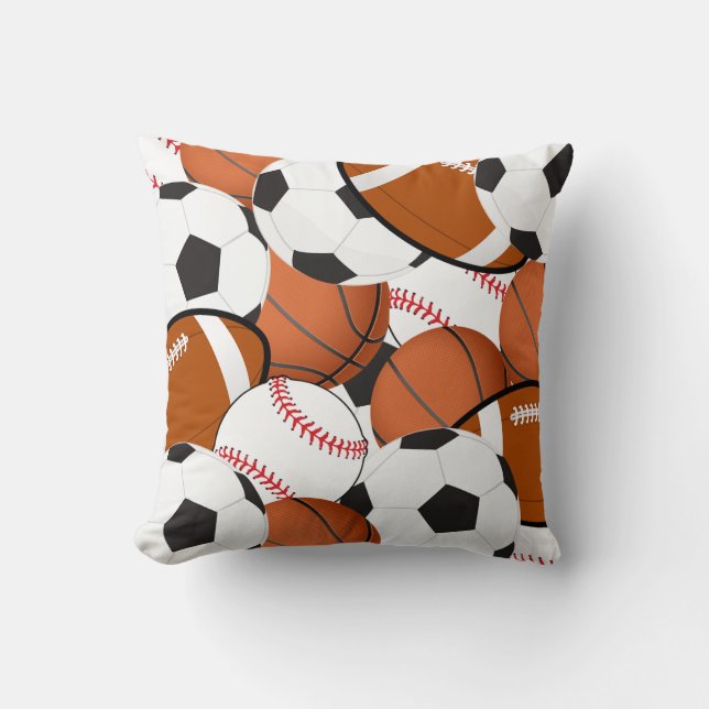 Soccer Baseball Football Basketball Sporty Ball Cushion (Front)