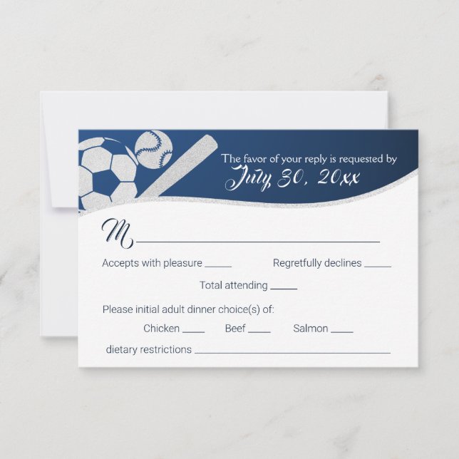 Soccer Baseball  Response Card with Dinner Choice (Front)