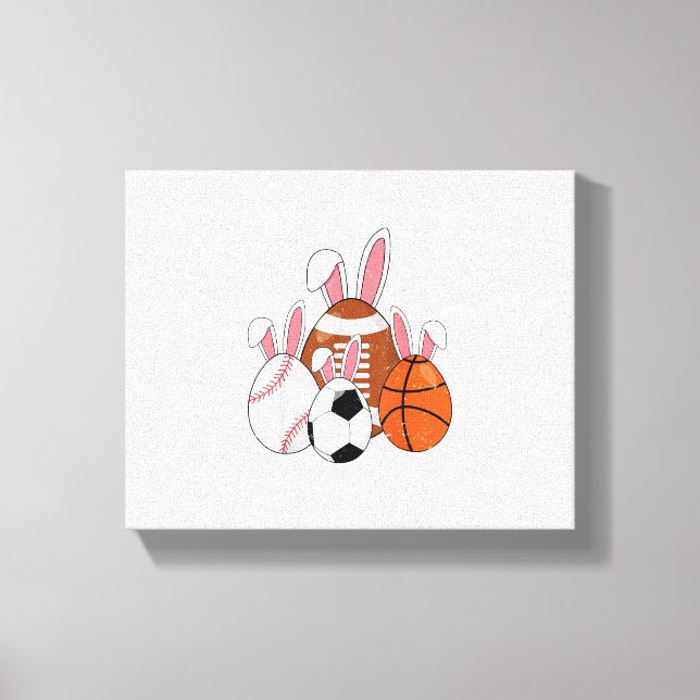 Soccer Basketball Baseball Football Easter Rabbit  Canvas Print (Front)