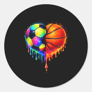 Soccer Basketball Drip Heart Srts Valentines Day M Classic Round Sticker