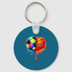 Soccer Basketball Drip Heart Srts Valentines Day M Key Ring