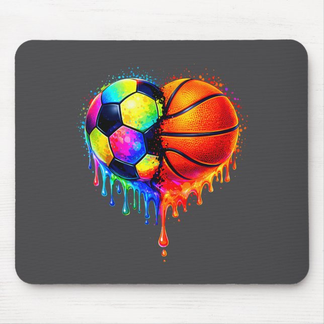 Soccer Basketball Drip Heart Srts Valentines Day M Mouse Pad (Front)