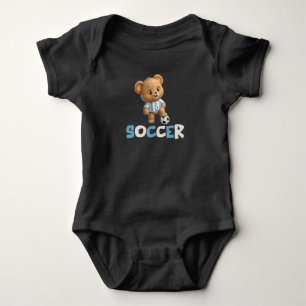 Soccer Bear, Cute Sporty Animal Baby Bodysuit