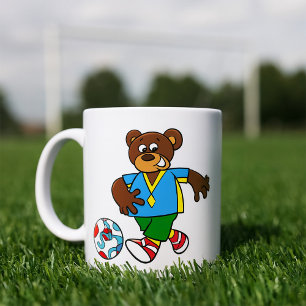 Soccer Bear Playing Football in Sports Outfit Coffee Mug