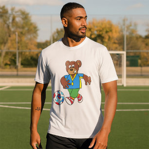 Soccer Bear Playing Football in Sports Outfit T-Shirt