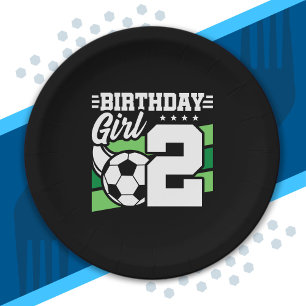 Soccer Birthday - 2 Year Old Girl - 2nd Birthday Paper Plate