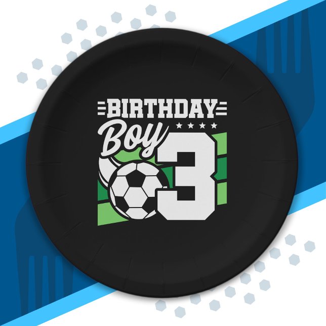 Soccer Birthday - 3 Year Old Boy - 3rd Birthday Paper Plate (Creator Uploaded)