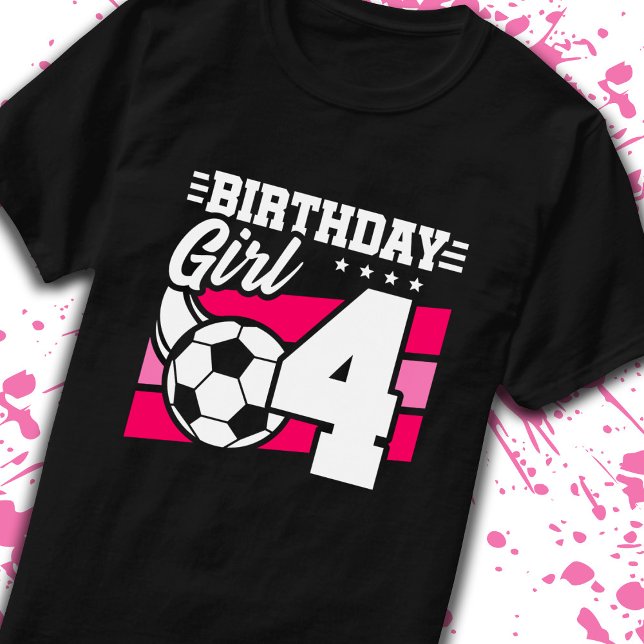 Soccer Birthday 4 Year Old Girl 4th Birthday T-Shirt (Creator Uploaded)