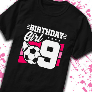 Soccer Birthday 9 Year Old Girl 9th Birthday T-Shirt