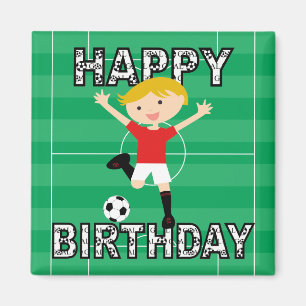Soccer Birthday Boy 1 Red and White Magnet