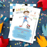 Soccer birthday boy 5th years funny sports party invitation<br><div class="desc">Soccer / football little boy birthday party invitation featuring a funny kid character dressed in sports outfit with the age number on the t-shirt.                Easy to personalise with your details!</div>