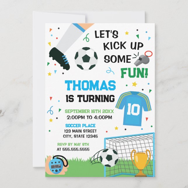 Soccer Birthday boy Invitation (Front)