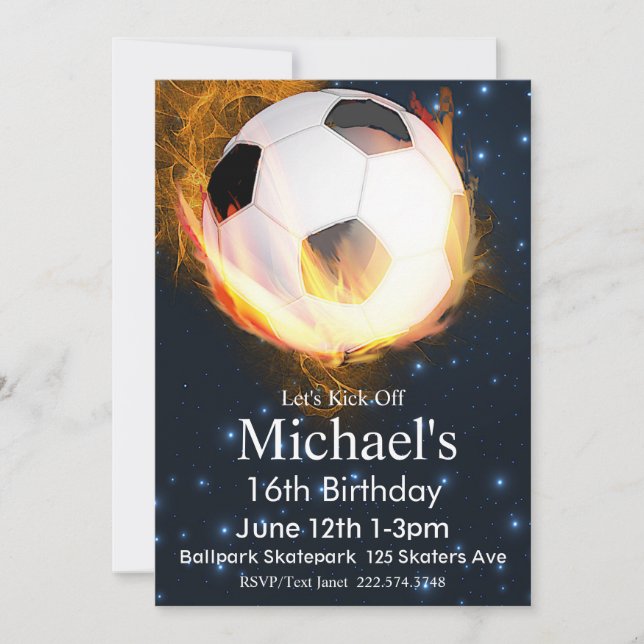Soccer Birthday, Football Birthday, Futbol  Invitation (Front)