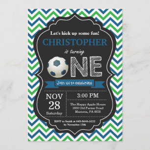 Soccer Birthday Invitation 1st Birthday Party
