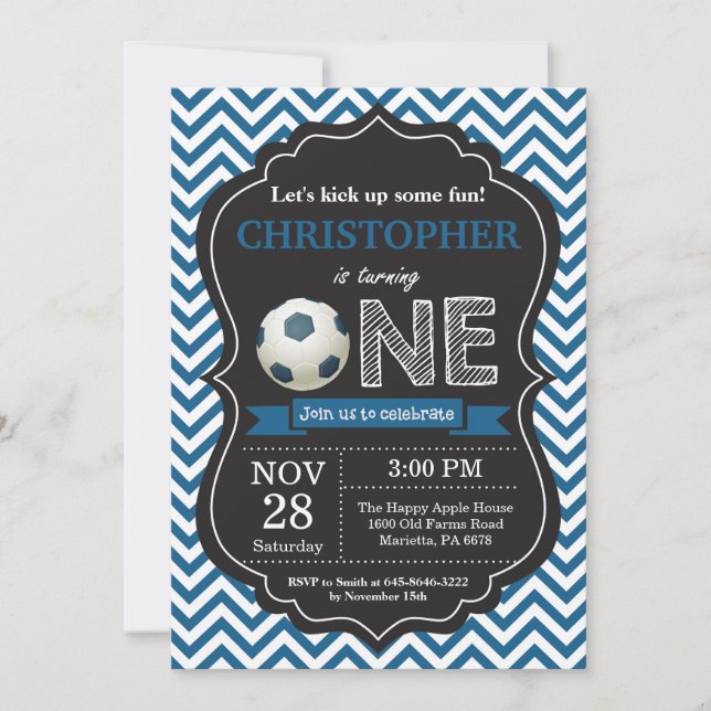 Soccer Birthday Invitation 1st Birthday Party (Front)