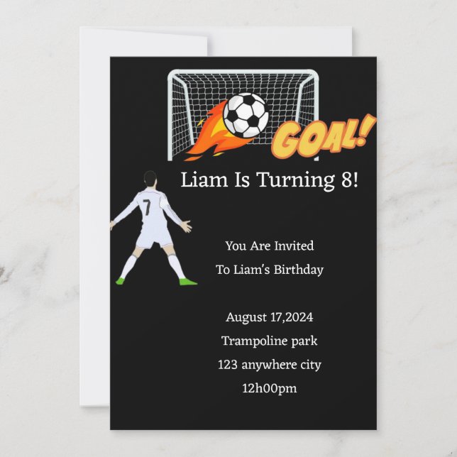 SOCCER BIRTHDAY INVITATION FOR BOYS (Front)