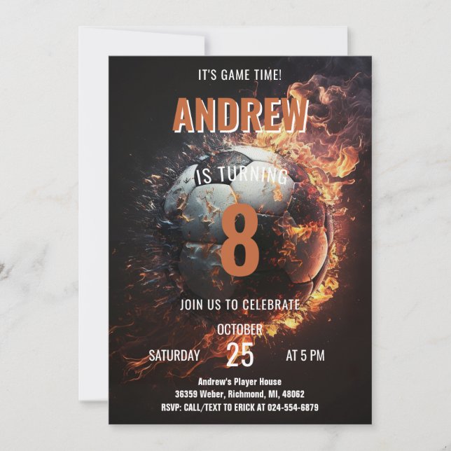 Soccer Birthday Invitation Minimalist Card (Front)