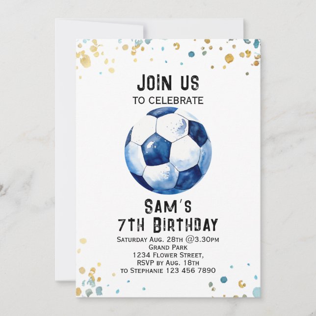 Soccer Birthday Invitation - Soccer Party (Front)