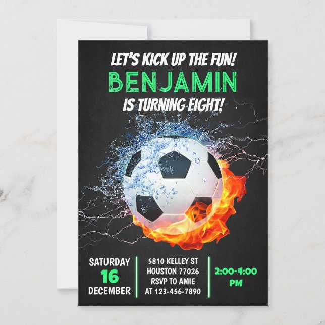 Soccer Birthday Invitation, Soccer Party Invitation (Front)