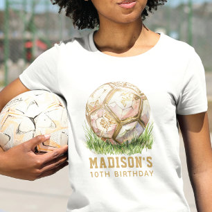 Soccer Birthday Luxury Rose & Gold T-Shirt