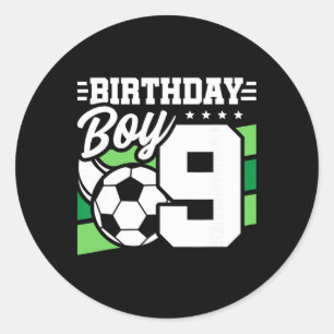 Soccer Birthday Party - 9 Year Old Boy - 9th Birth Classic Round Sticker