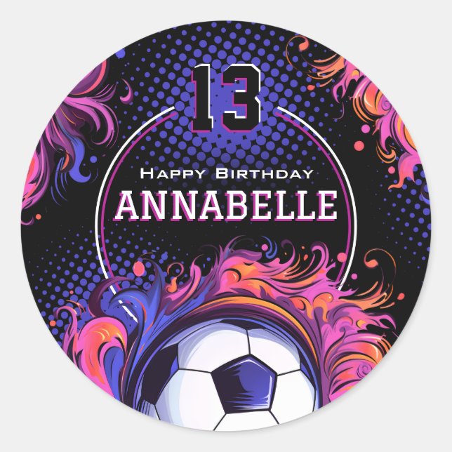 Soccer Birthday Party Classic Round Sticker (Front)