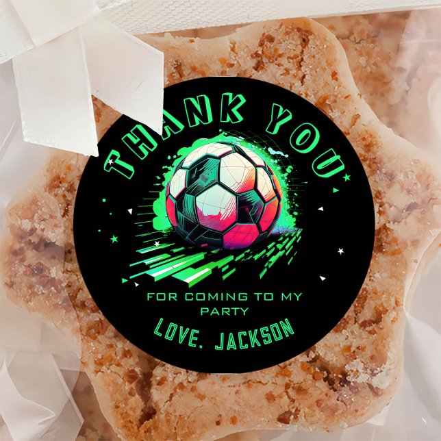 Soccer Birthday Party Classic Round Sticker (Creator Uploaded)