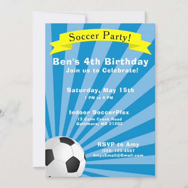 Soccer Birthday Party Invitation (Front)