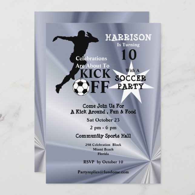 Soccer Birthday Party Invitation (Front/Back)