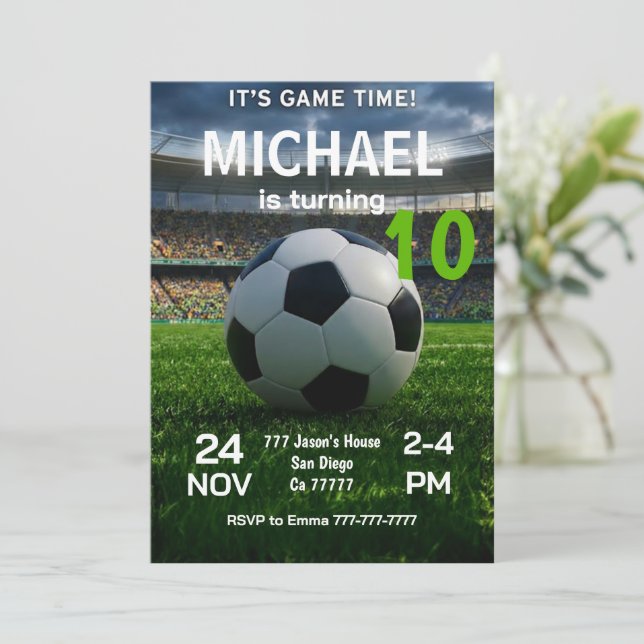 Soccer Birthday Party Invitation (Standing Front)