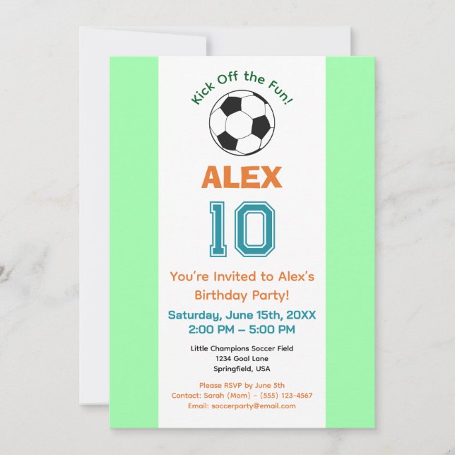 Soccer Birthday Party Invitation (Front)