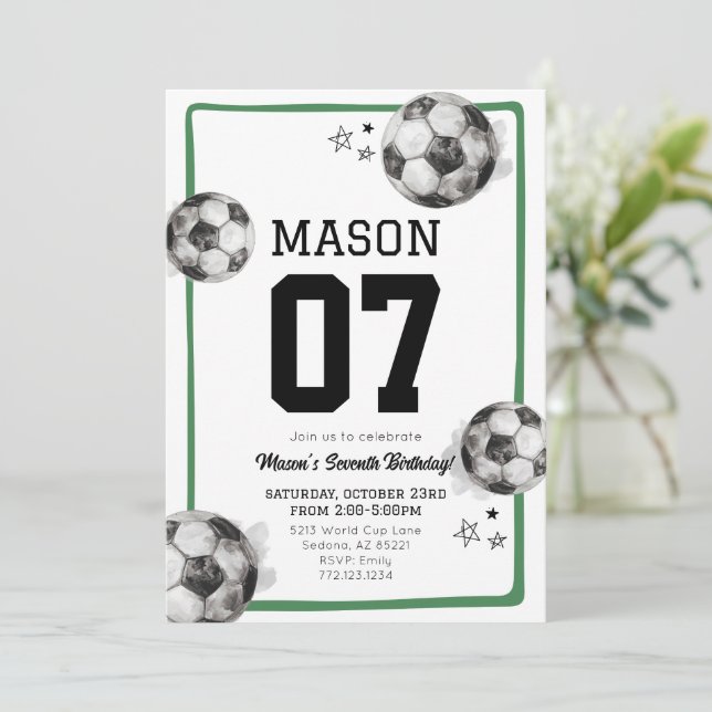 Soccer Birthday Party Invitation (Standing Front)