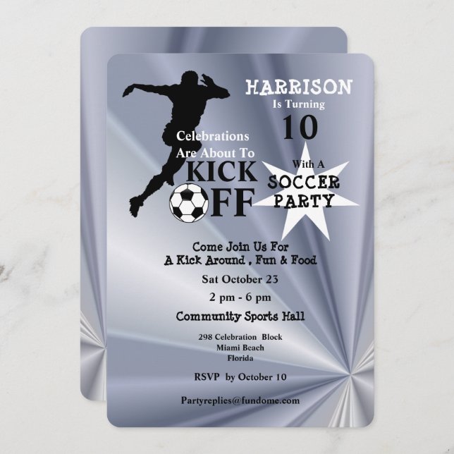 Soccer Birthday Party Invitation (Front/Back)