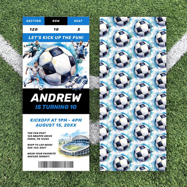 Soccer Birthday Party Invitation Ticket Stub (Creator Uploaded)