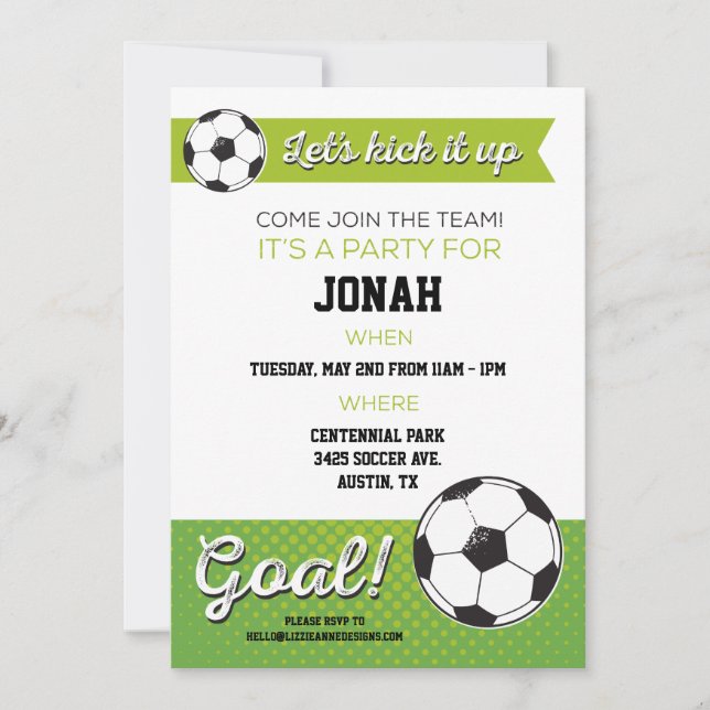 Soccer Birthday Party Invite 5x7- Boy (Front)