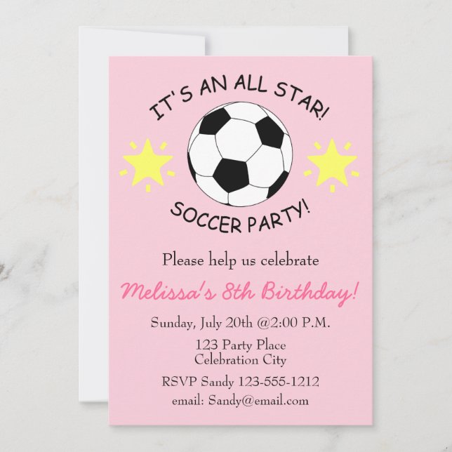 Soccer Birthday Party kids invitation customisable (Front)