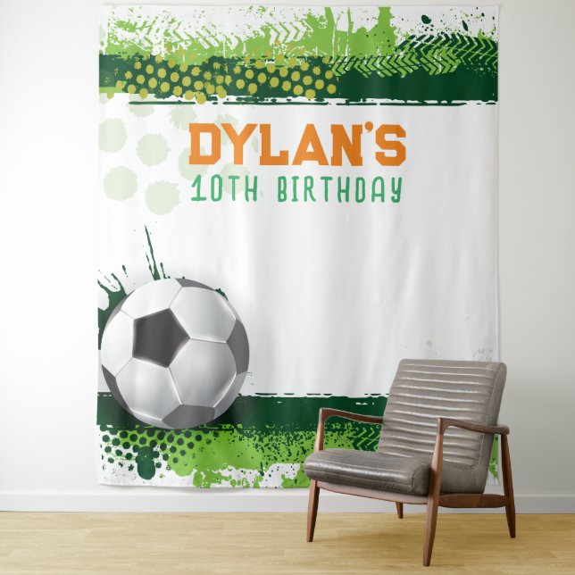 Soccer Birthday Party Photo-Op Kids Backdrop  Tapestry (In Situ)