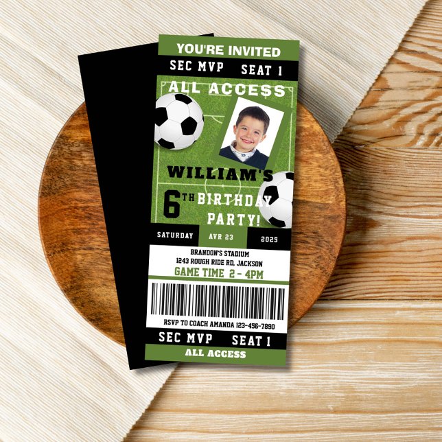Soccer Birthday Party Ticket Invitation  (Creator Uploaded)
