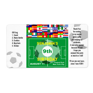 Soccer Birthday Thank You Gift Label