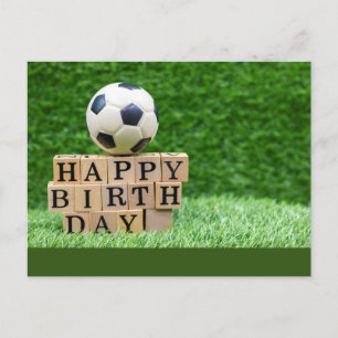 Soccer Birthday with ball and Happy Birthday word Postcard
