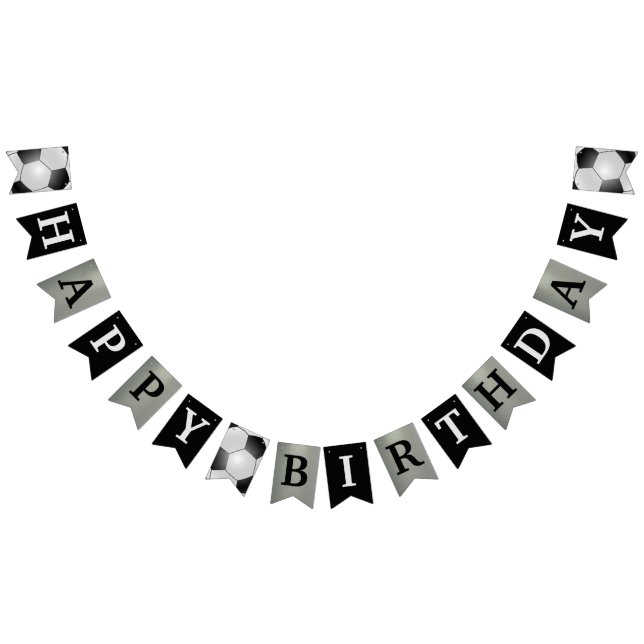 Soccer Black and Silver Happy Birthday Banner (All)
