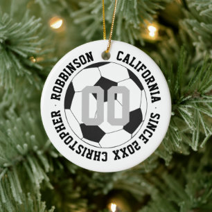 Soccer Black and White Player Modern Ceramic Tree Decoration