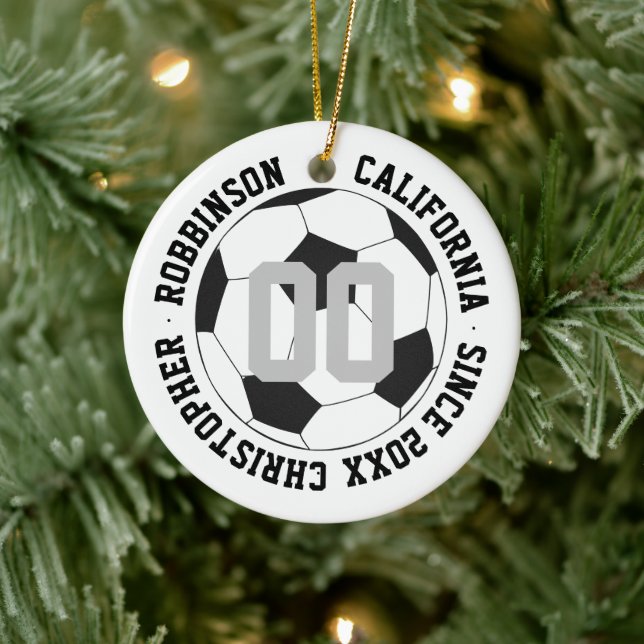 Soccer Black and White Player Modern Ceramic Tree Decoration (Tree)