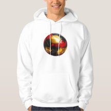 Soccer black red gold, name on flag