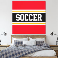 SOCCER Bold Bright Red Black White Yellow Stripes