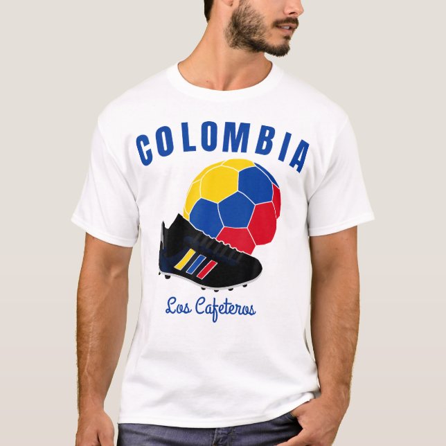 Soccer Boot Ball Cafeteros Colombia Flag Football T-Shirt (Front)