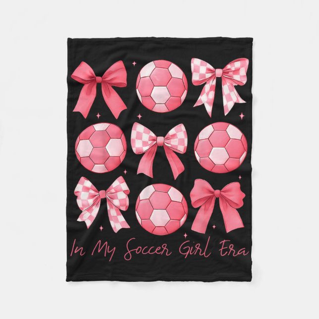 Soccer Bow Girl  Fleece Blanket (Front)