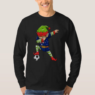 Soccer Boy Dabbing Elf Squad Christmas Australia F T-Shirt