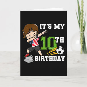 Soccer Boy It's My 10th Birthday American Flag Card